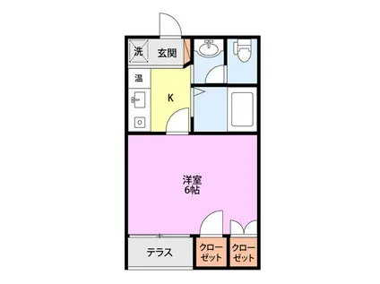 上所グリーンタウンC棟(1K/1階)の間取り写真