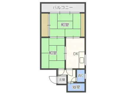 カーサラッフィナート(2DK/2階)の間取り写真