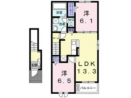 ロワイヤルフジガーデン II(2LDK/2階)の間取り写真