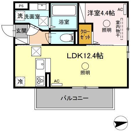 CREST(1LDK/1階)の間取り写真
