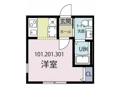 ベイヒルズK 戸部(1K/3階)の間取り写真