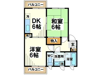 ベラカーサ白糸台(2DK/1階)の間取り写真