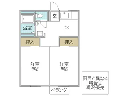 コーポT&K(2DK/2階)の間取り写真