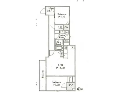 ベレオ三軒茶屋(2LDK/2階)の間取り写真