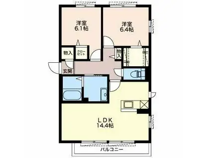 マノワール(2LDK/1階)の間取り写真