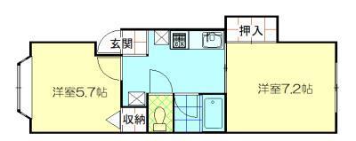 アーバンハイツ港南D(2K/2階)の間取り写真