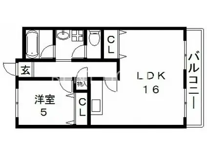 エステマール弥刀(1LDK/2階)の間取り写真