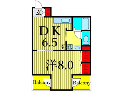 町屋ニュートーキョービル(1DK/7階)の間取り写真