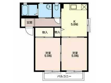 ベルージュ(2K/1階)の間取り写真