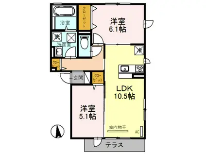 サンシャイン喜連(2LDK/1階)の間取り写真