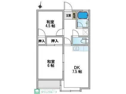 デュエット本太(2DK/1階)の間取り写真