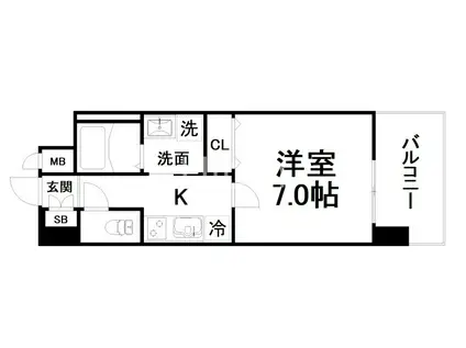ベラジオ雅び京都西院II(1K/4階)の間取り写真