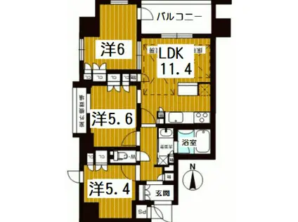 イーグルコート烏丸御池ル・シエル(3LDK/4階)の間取り写真