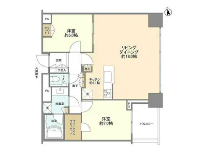 シティタワーズ豊洲 ザ・シンボル(2LDK/35階)の間取り写真