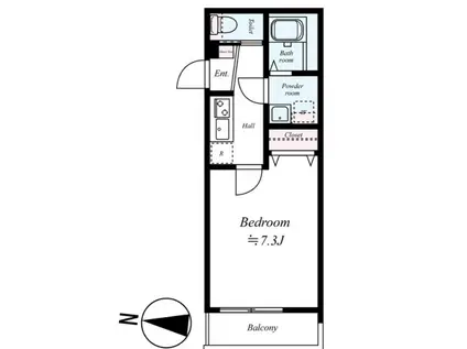 GRADUS坂戸III B(1K/1階)の間取り写真