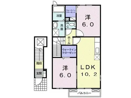 フリーデC(2LDK/2階)の間取り写真
