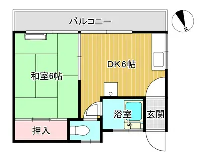 椿荘(1DK/2階)の間取り写真