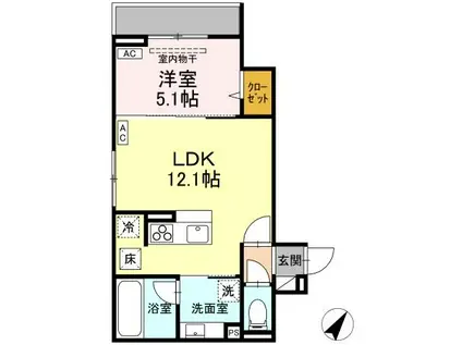 アセット-コート中町(1LDK/1階)の間取り写真