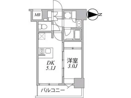 SYFORME住吉(1DK/3階)の間取り写真