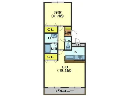 ピアレ・柏木(1LDK/1階)の間取り写真