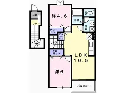 セイントチヒロ B(2LDK/2階)の間取り写真