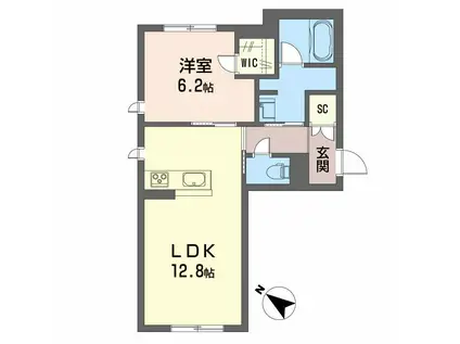 ベレオ シャトノワール(1LDK/1階)の間取り写真