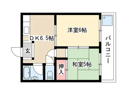 ヴィラ南山(2DK/2階)の間取り写真