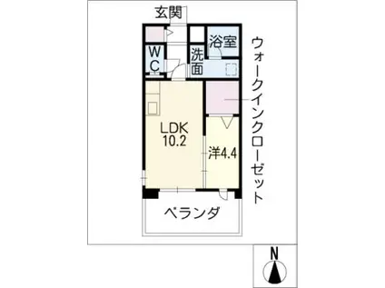 WAFFLE HILLS MIRA(1LDK/2階)の間取り写真