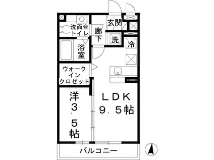 憩ハイツ(1LDK/1階)の間取り写真