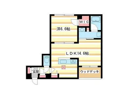 SHAMAISON ALFLAT(1LDK/1階)の間取り写真