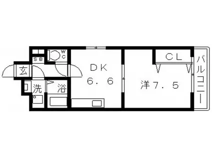 イリス長居公園(1DK/7階)の間取り写真
