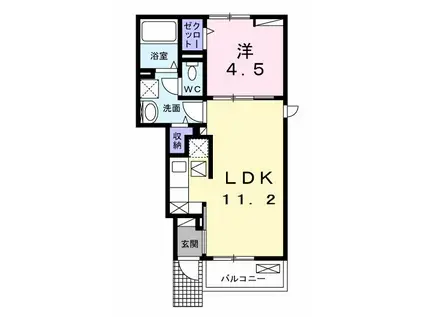 ヤングウッズ柏の葉I(1LDK/1階)の間取り写真