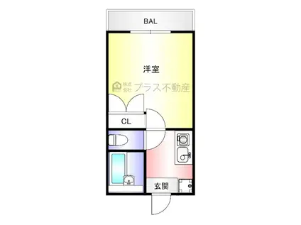 レジデンス牟田(1K/1階)の間取り写真