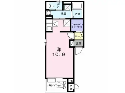 ミストラル錦が丘(ワンルーム/1階)の間取り写真