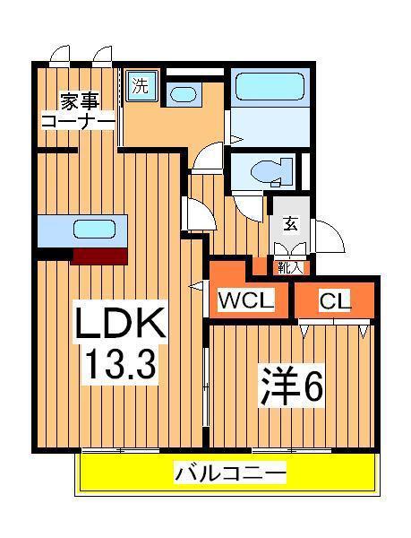 クレーストS(1LDK/2階)の間取り写真