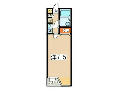 ビラージュ・ド・フルール(1K/2階)の間取り写真