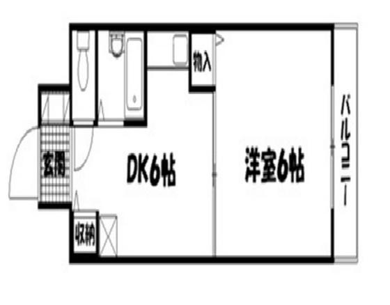 グランドール西旭町(1DK/6階)の間取り写真