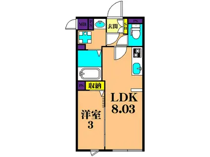 AGRATIO品川大井(1LDK/2階)の間取り写真