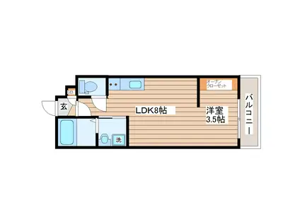 ASUIT山田新町(1LDK/1階)の間取り写真