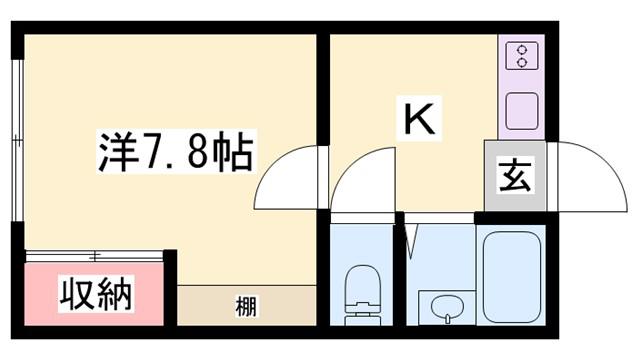 メゾンあまかわ(1K/1階)の間取り写真