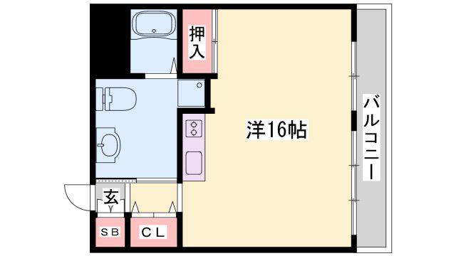 ハッピーエイジ土山(ワンルーム/6階)の間取り写真