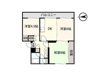 アシスト第5秋田マンション(3DK/3階)の間取り写真