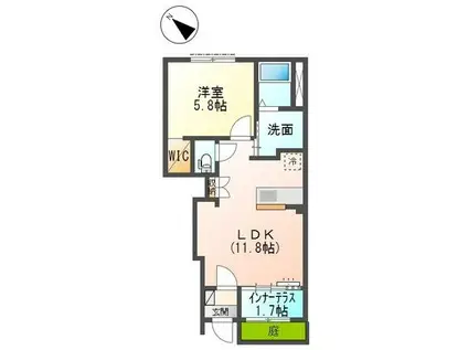 エクセレント ガイア(1LDK/1階)の間取り写真