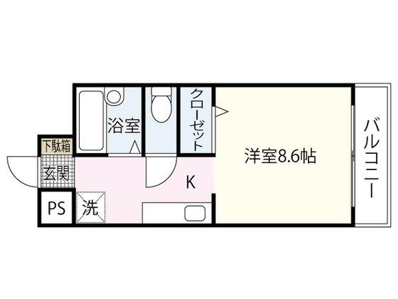 パティオ東荒神(1K/4階)の間取り写真