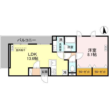 VERDE(1LDK/3階)の間取り写真