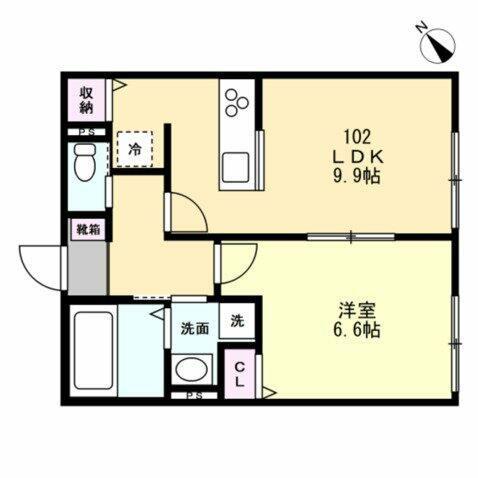 ベイルーム湘南藤沢本町(1LDK/1階)の間取り写真