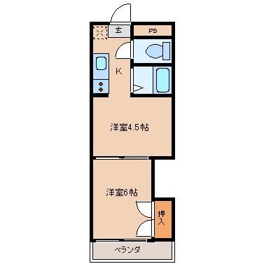 ハイツ南(1DK/3階)の間取り写真