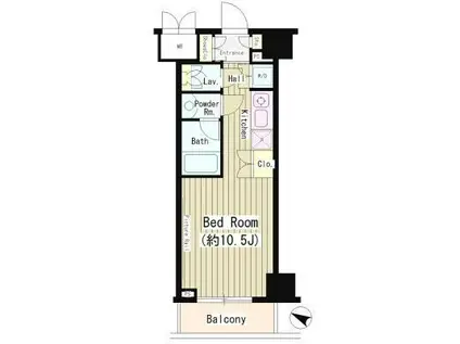 N35 イースト(ワンルーム/10階)の間取り写真