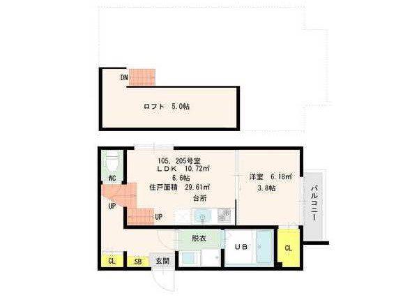 BLUE REEF 1号館(1DK/1階)の間取り写真
