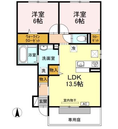 セント レイ(2LDK/1階)の間取り写真